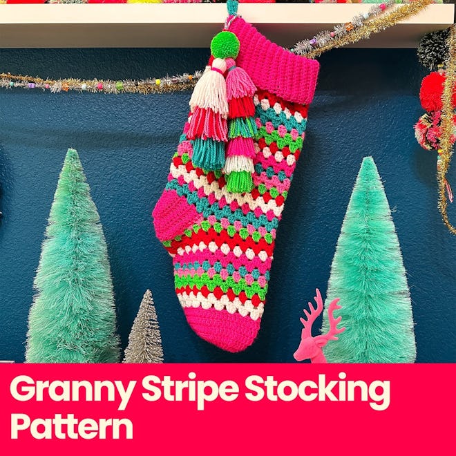 Granny Stripe Stocking Crochet Kit