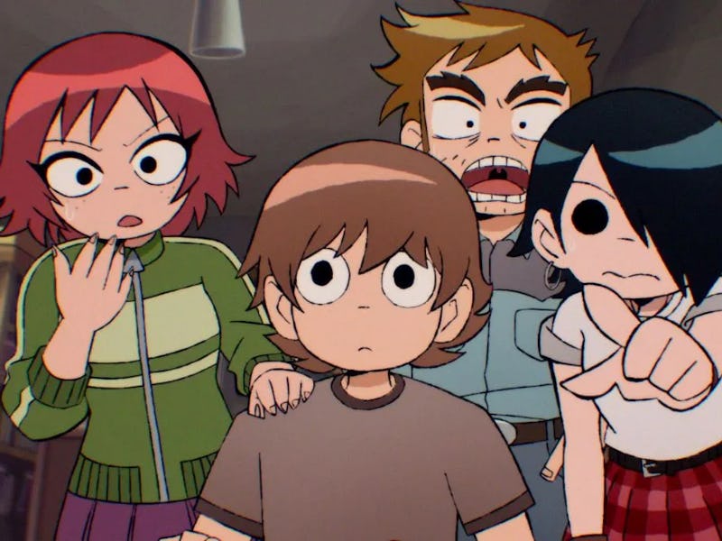 Sex Bob-omb's band members look shocked together