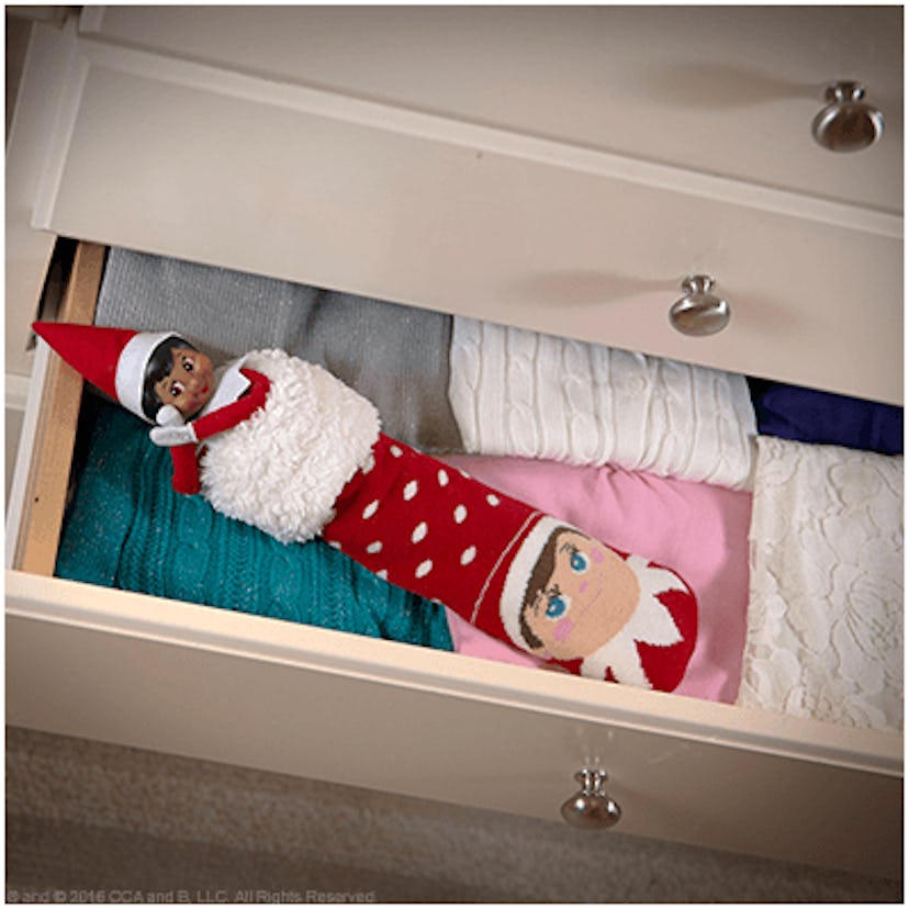 lazy elf on the shelf idea: stick them in your kid's drawer 