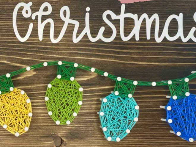DIY Merry Christmas Rainbow Lights String Art Kit