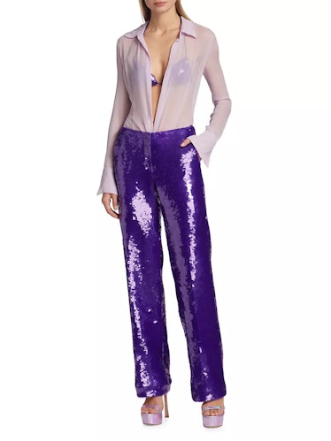 Sequin-Embroidered Trousers