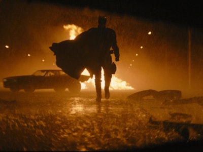 Bruce Wayne walks away from a fire in 'The Batman'