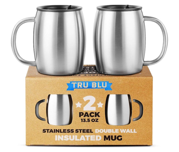 Tru Blu Steel Stainless Steel Coffee Mug with Lid (2-Pack)