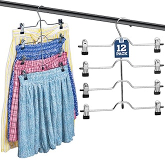 Zober 4-Tier Skirt Hangers with Clips (6-Pack)