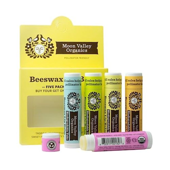 Moon Valley Organics Beeswax Lip Balm (5-Pack)