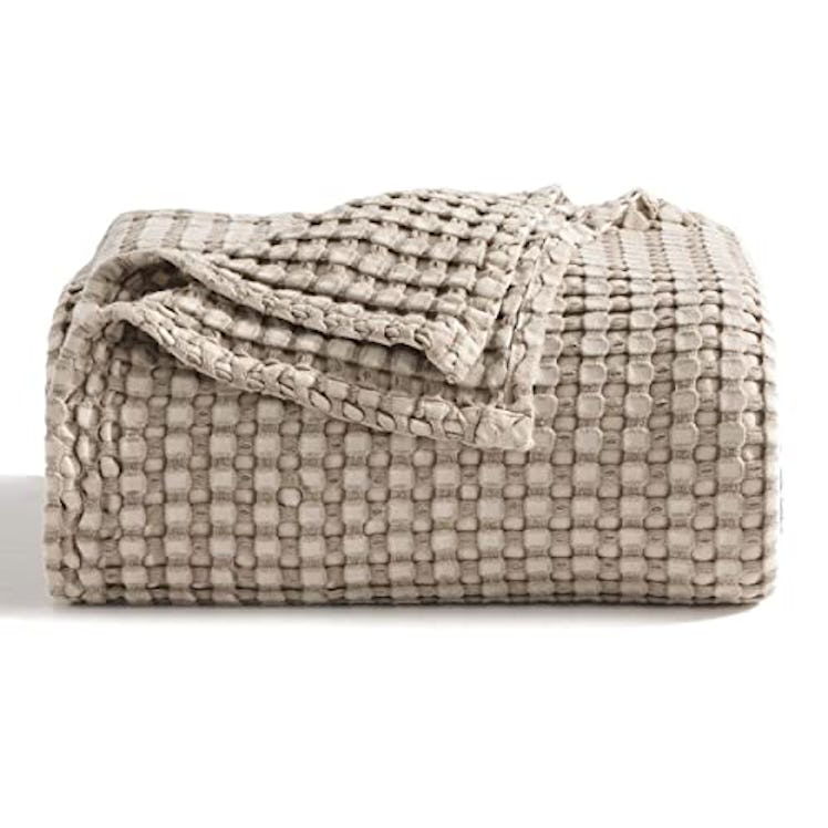 Bedsure Cotton Waffle Weave Throw Blanket