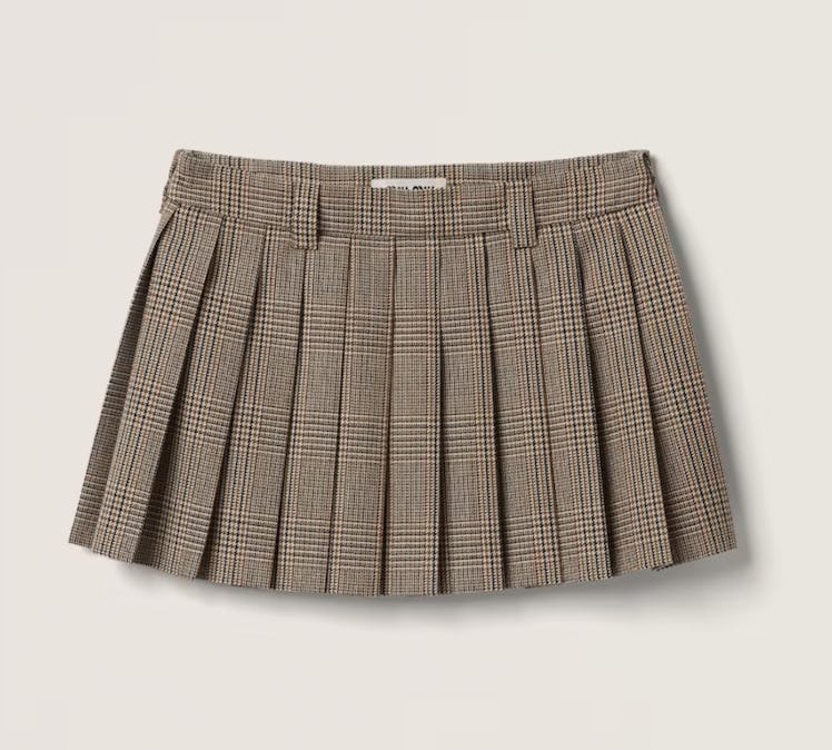 brown checkered skirt