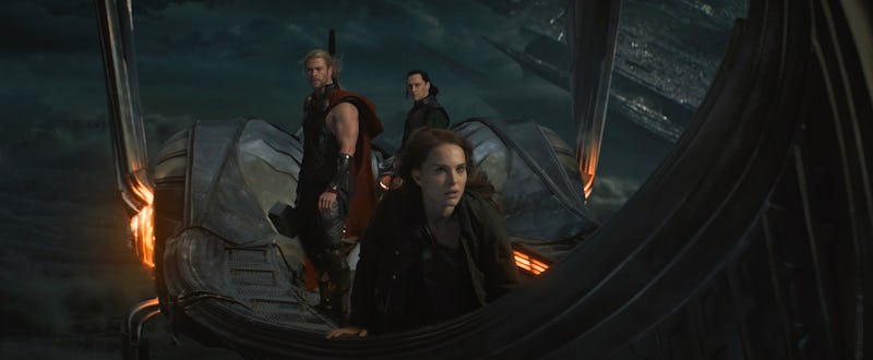 Chris Hemsworth, Natalie Portman, and Tom Hiddleston in Thor: The Dark World