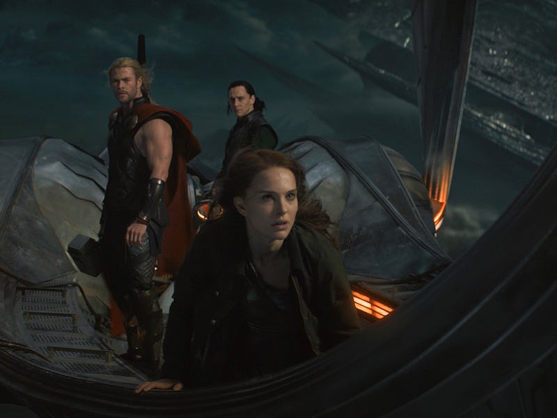 Chris Hemsworth, Natalie Portman, and Tom Hiddleston in Thor: The Dark World