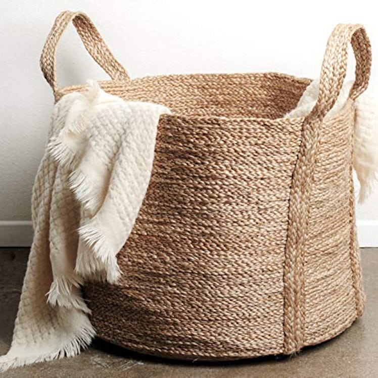 GooBloo 100% Jute Handmade Woven Storage Basket 