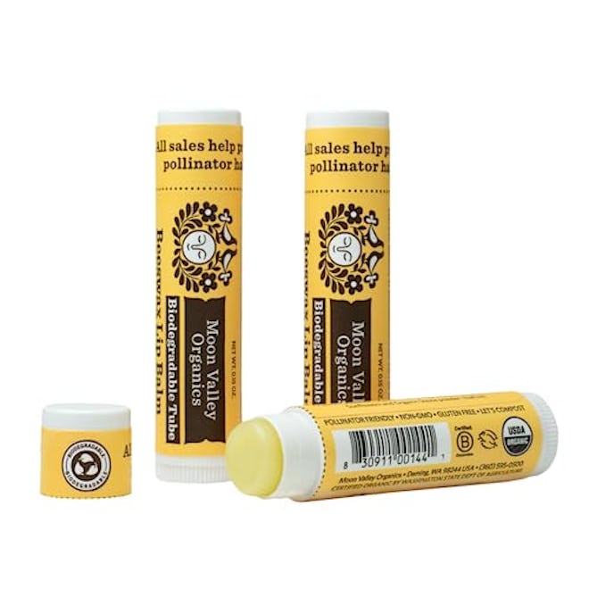 Moon Valley Organics Beeswax Lip Balm for Moisturizing Lips and Cuticles (SWEET HONEY, 3-Pack)