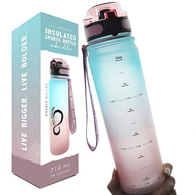 Live Infinitely 24 oz Water Bottle with Time Marker