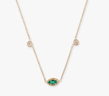 gold emerald and diamond necklace