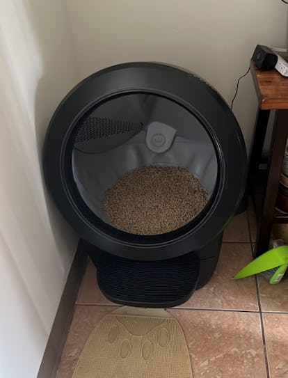 Litter robot against a wall