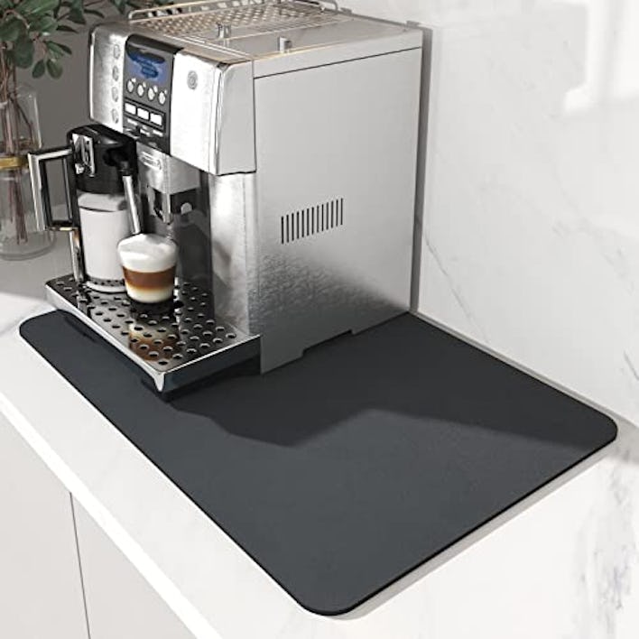 AMOAMI-Coffee Mat Hide Stain Rubber Backed Absorbent Dish Drying Mat for Kitchen Counter-Coffee Bar ...