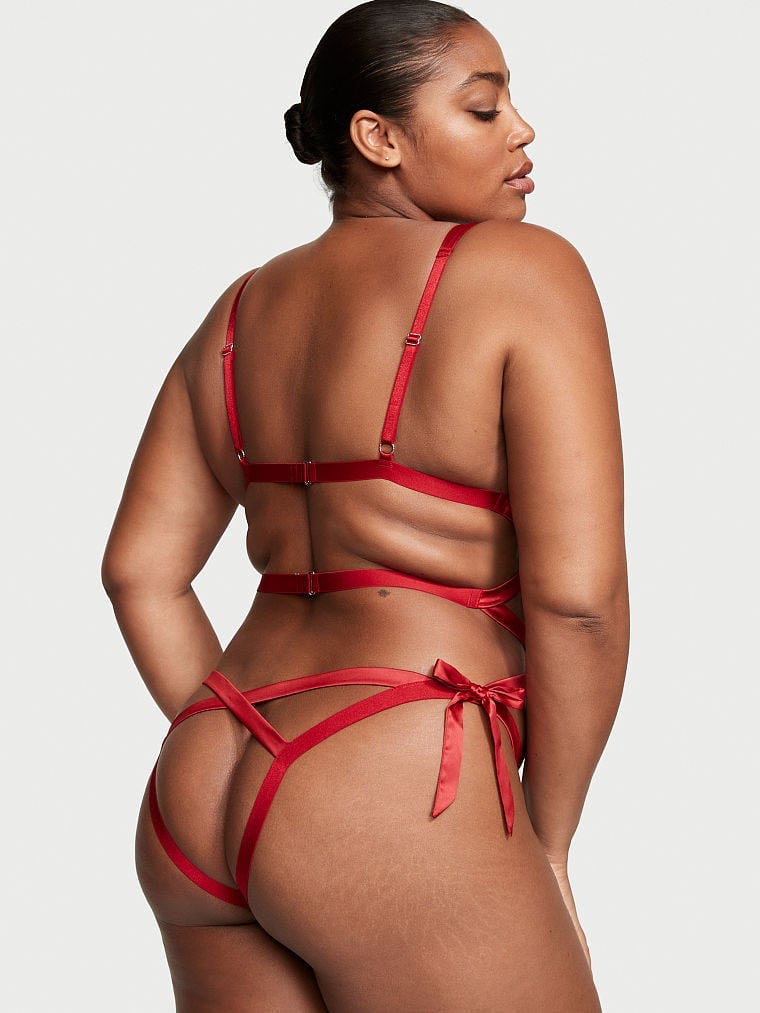 Bow Embroidery Unwrapped Open-Back Teddy