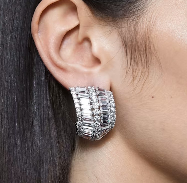 silver diamond drop earrings