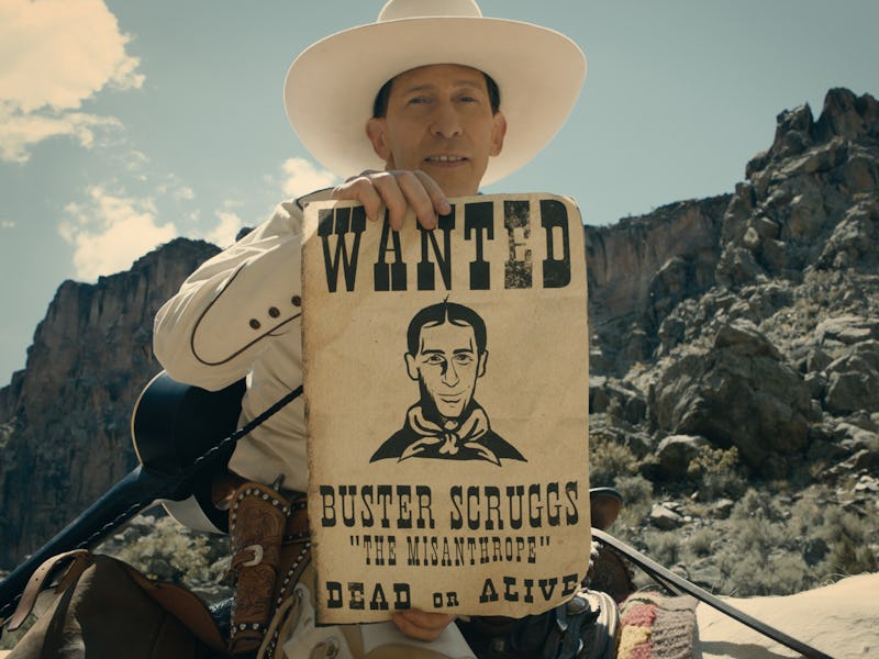 Tim Blake Nelson holds up a wanted poster in 'The Ballad of Buster Scruggs'