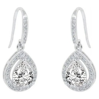 8k White Gold Plated Silver Crystal Earrings