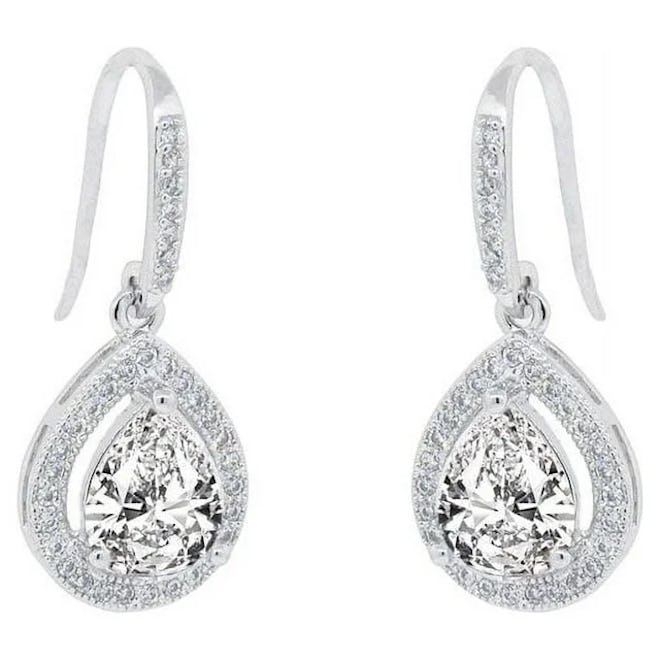 8k White Gold Plated Silver Crystal Earrings