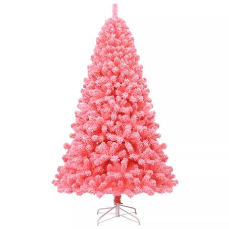 A pink Christmas tree is the first step in Barbiecore holiday decor. 