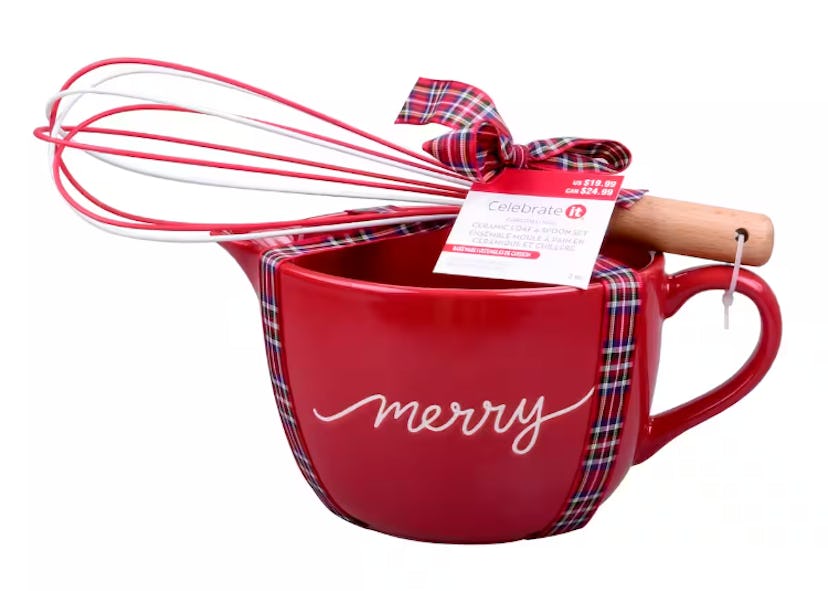 Red Merry Christmas Bowl and Whisk Baking Set