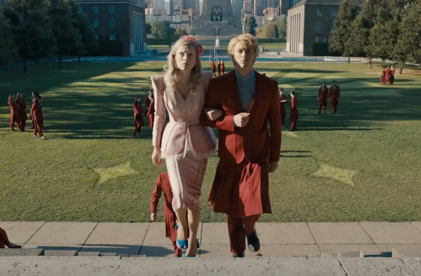 Hunter Schafer and Tom Blyth as Tigris and Coriolanus Snow in Hunger Games: The Ballad of Songbirds …