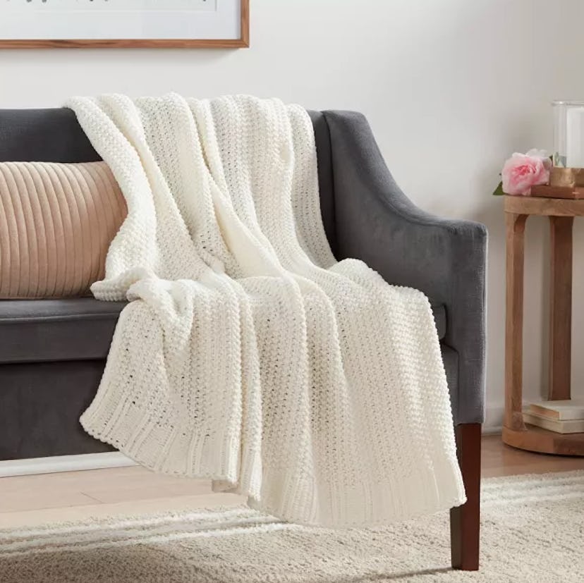 Solid Chenille Knit Throw Blanket