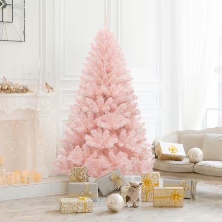 This pale pink Christmas tree fits the coquette aesthetic. 