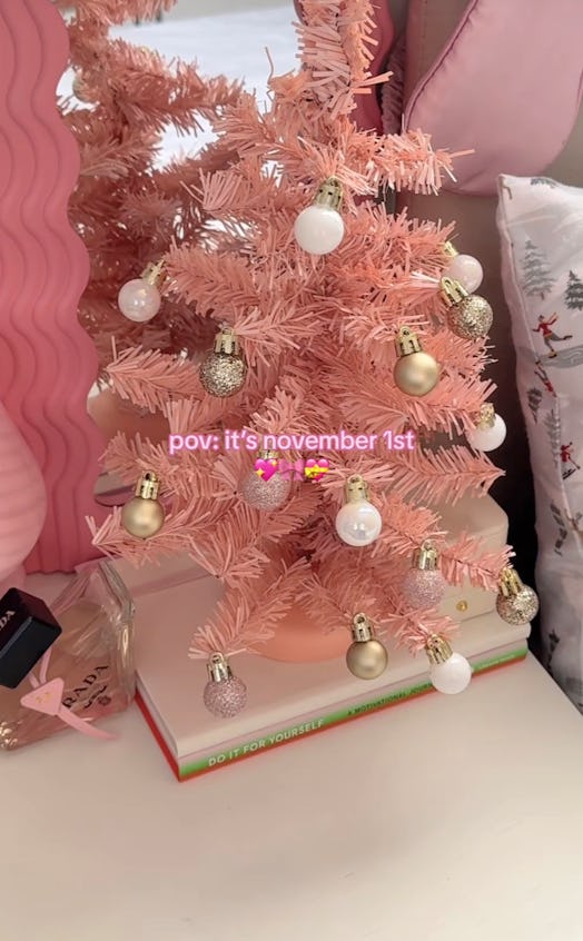 A TikToker shares her tips for decorating a pink Christmas tree. 