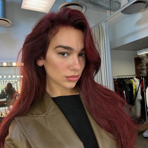 Dua Lipa mocha cherry hair color