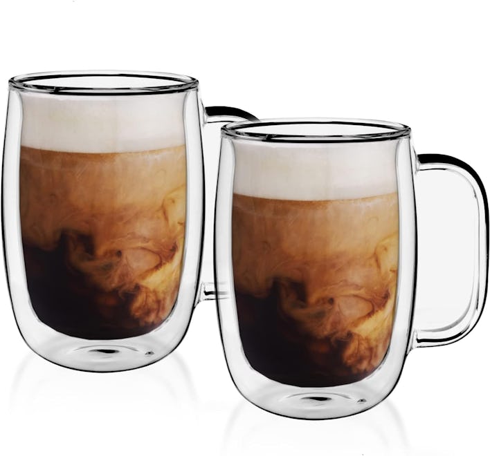 brimley Clear Double Walled Glass Coffee Mugs (2-Pack)