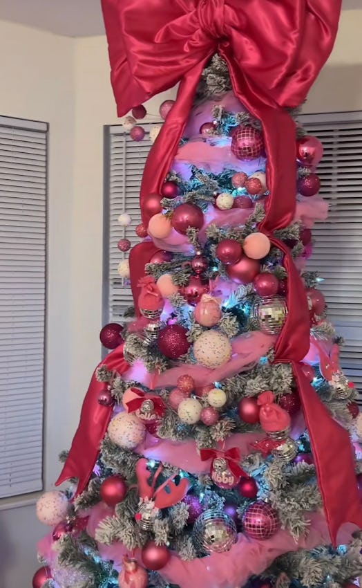Bella Woodard shares her pink Christmas tree tips on TikTok. 