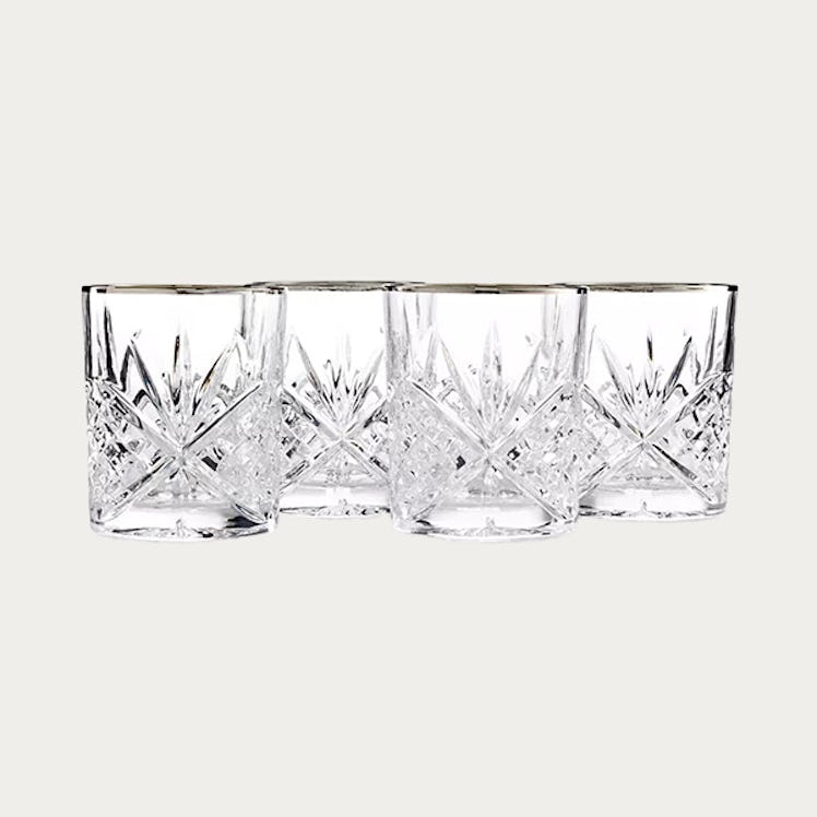 Dublin Platinum Double Old Fashioned Glasses, Set of 4