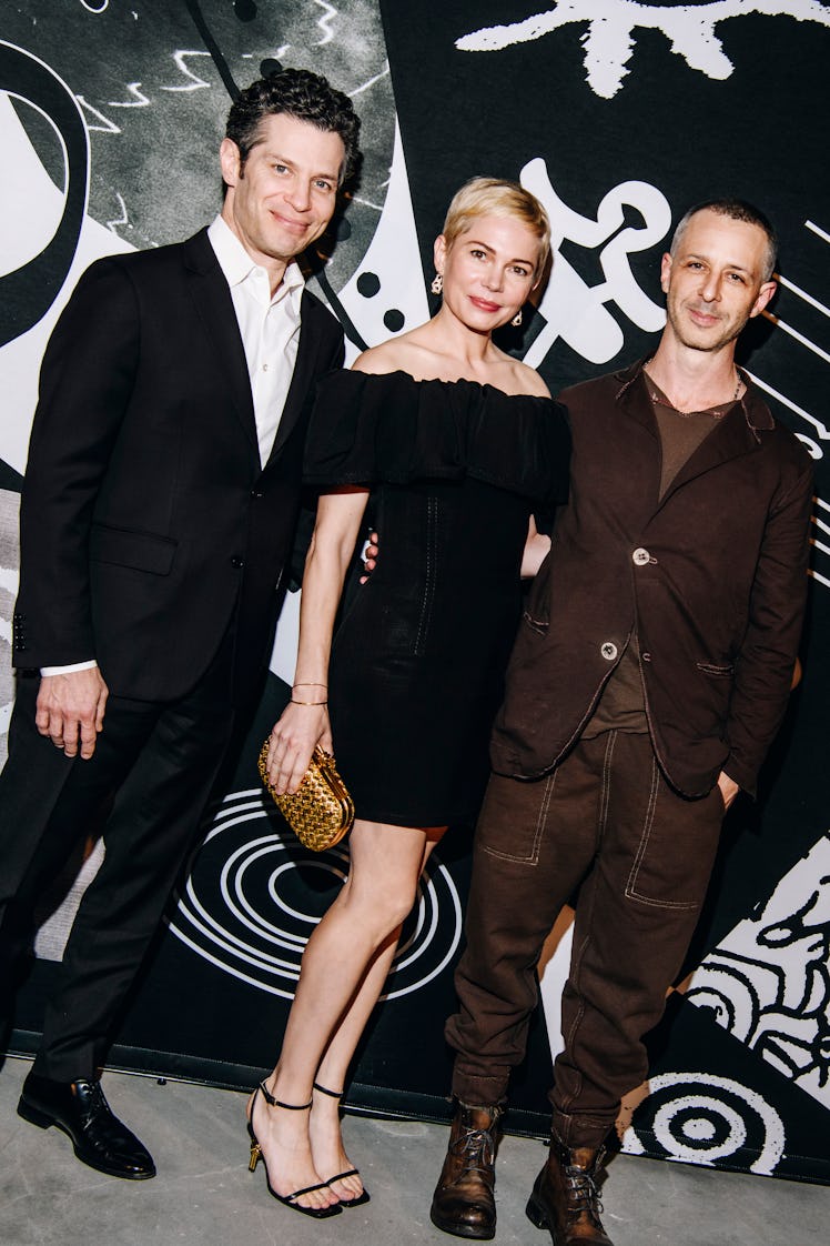 Thomas Kail, Michelle Williams and Jeremy Strong at the 2023 Creative Time Gala at Skylight at Essex...