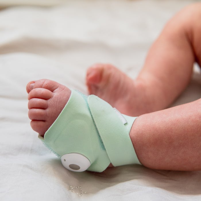 Owlet sock on a baby foot, in a story about how the Owlet receives FDA approval
