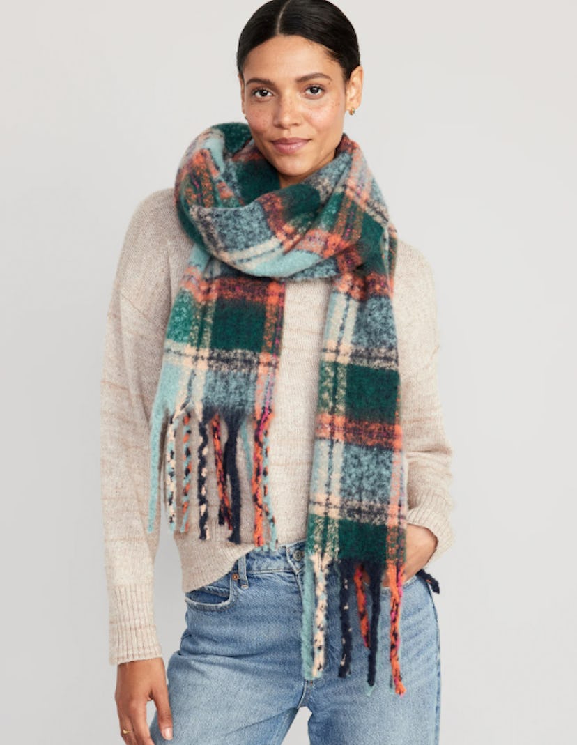 Teal Plaid Scarf