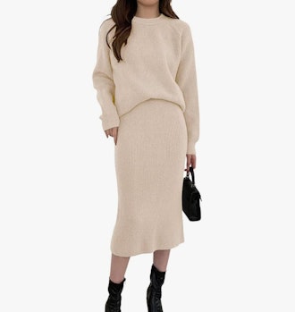 chouyatou Two Piece Sweater Skirt Set