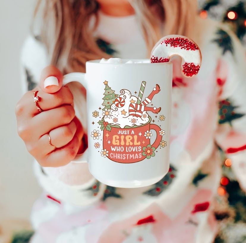 Retro "Just a Girl Who Loves Christmas" Holiday Mug