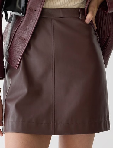 brown faux leather mini skirt