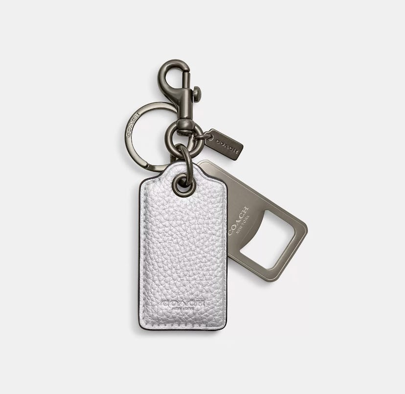 Bottle Opener Key Fob In Silver Metallic