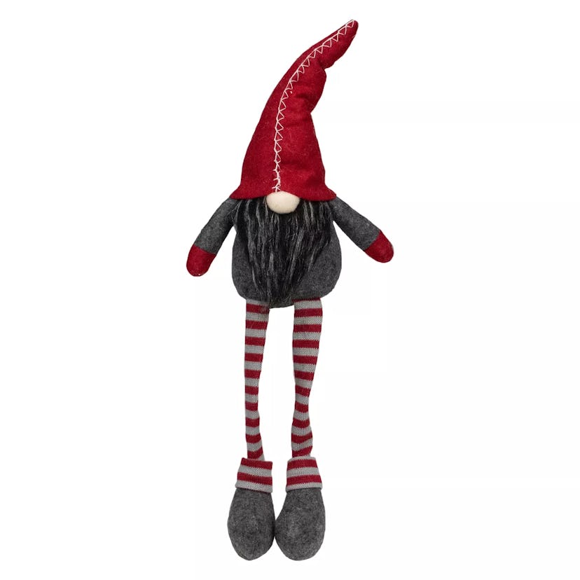 Red and Gray Sitting Christmas Gnome Decoration