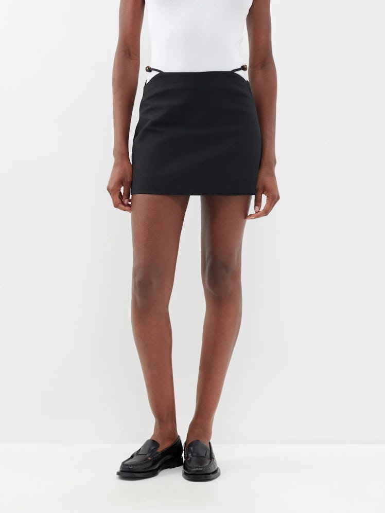 Beaded Cutout Organic-Cotton Mini Skirt
