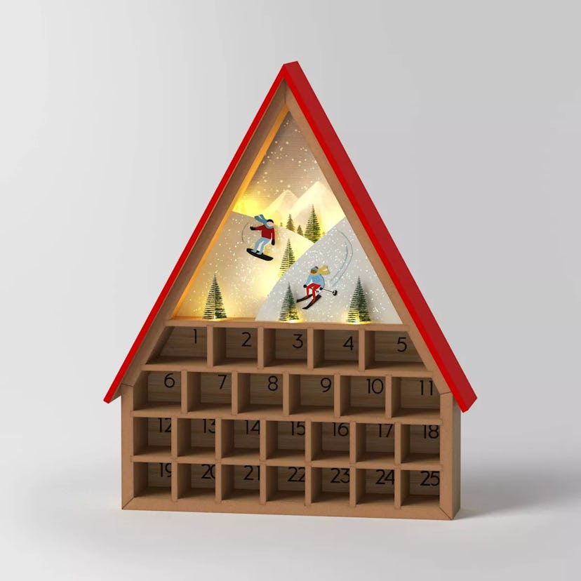 Lit Wood Ski Lodge Christmas Advent Calendar