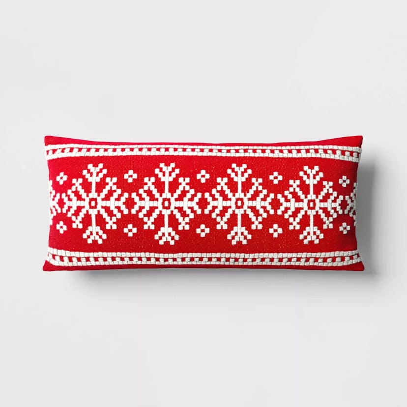 Oversized Woven Snowflake Lumbar Throw Pillow