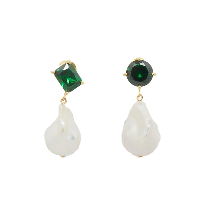 Pearl & crystal 14kt gold-vermeil earrings