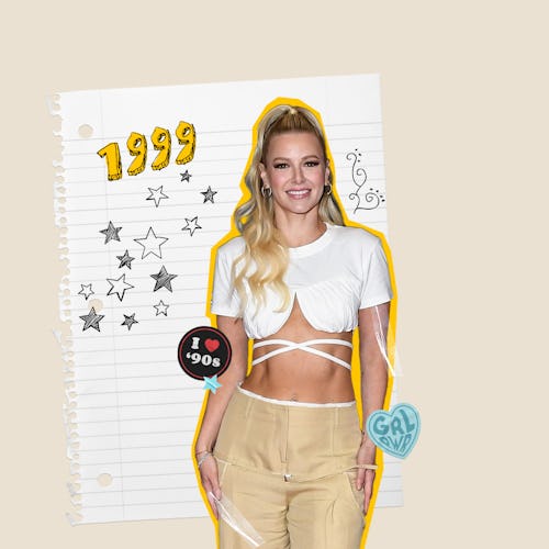 Ariana Madix stands before a notepad background with "1999" and doodles.