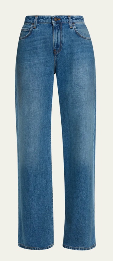 blue straight leg jeans