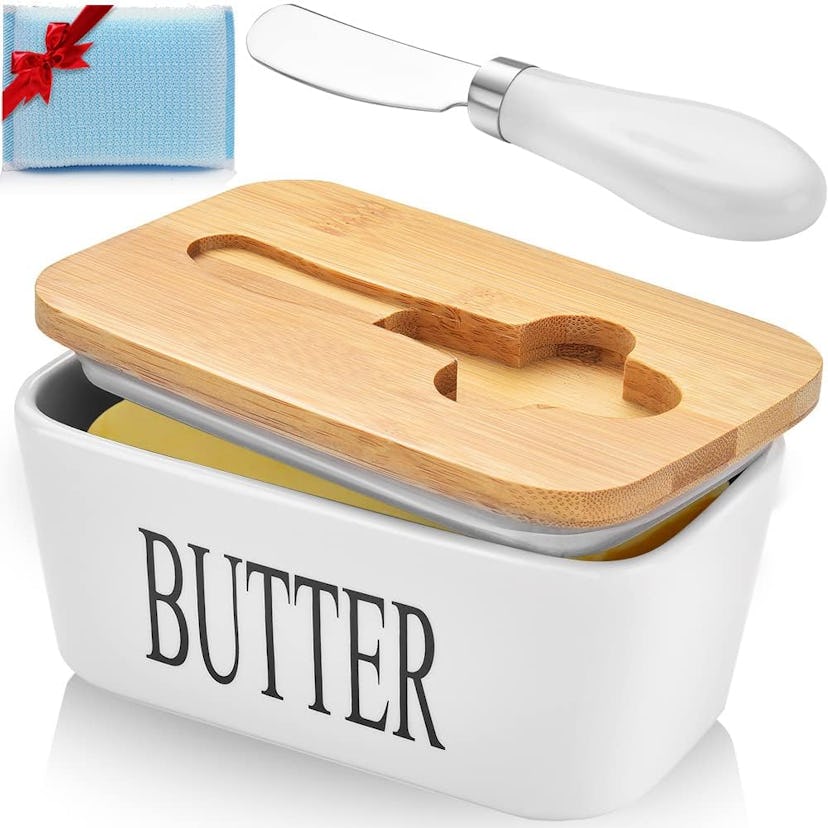 AISBUGUR Ceramic Butter Dish With Lid & Knife