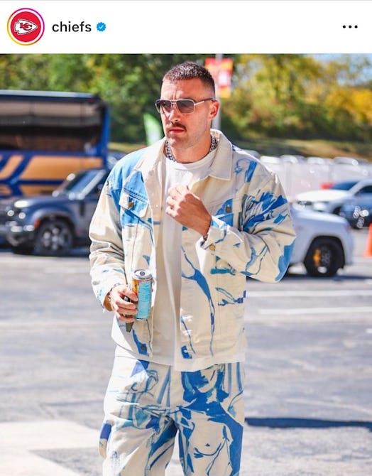 Travis Kelce's outfits seem to be inspired by Taylor Swift's eras.